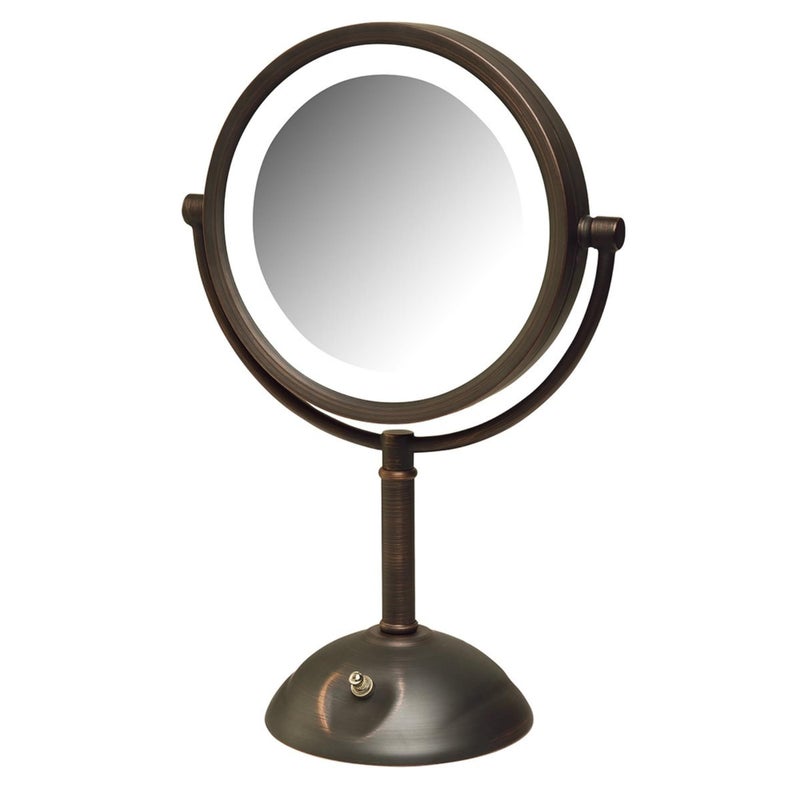 JERDON 8.5" Vanity Mirror with LED Lighting - 1X and 8X Magnification - Bronze Makeup Mirror - Model HL8808BZL - Image 1